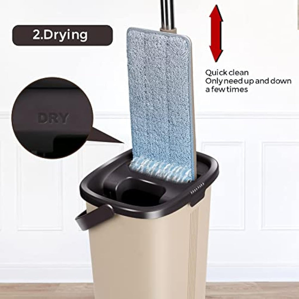 Masthome Flat Mop and Bucket Set | 6 Microfibre Pads for Hardwood Floors