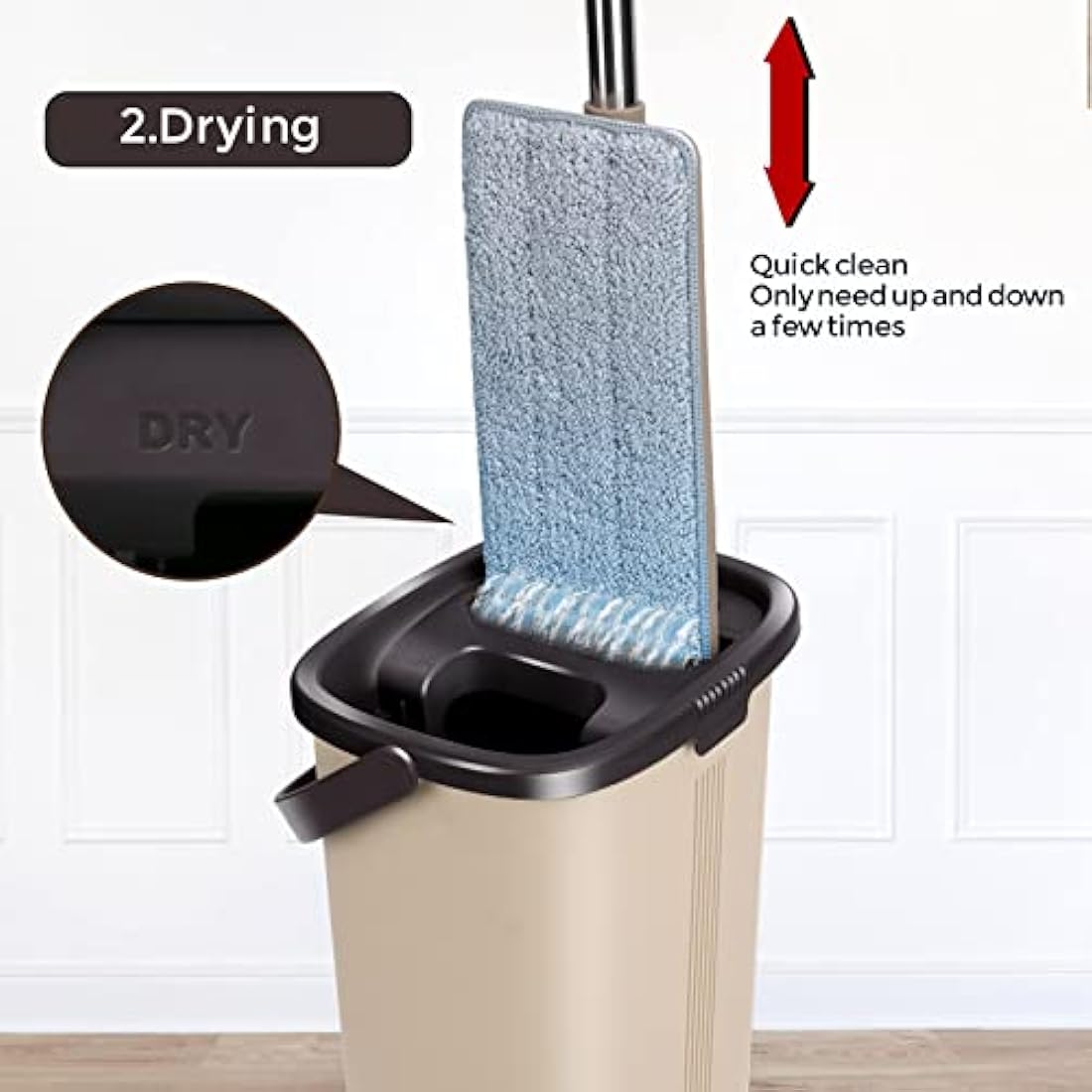 Masthome Flat Mop and Bucket Set | 6 Microfibre Pads for Hardwood Floors