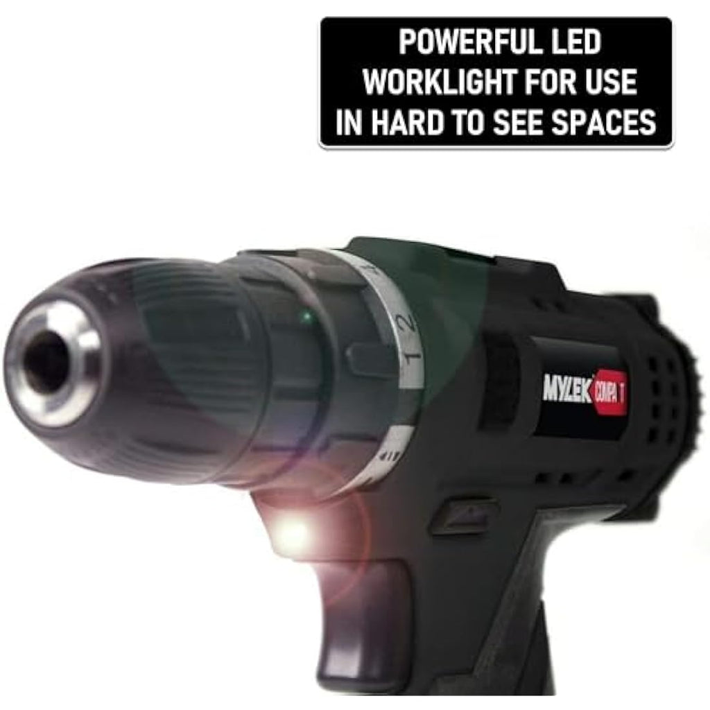 MYLEK 18V Cordless Drill & Electric Screwdriver Set with DIY Kit - Black