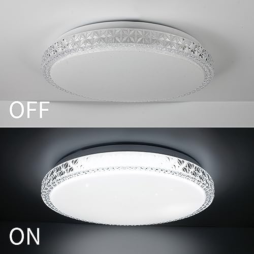 VIPMOON 36W LED Ceiling Light – Ultra-Thin Crystal Round Flush Mount
