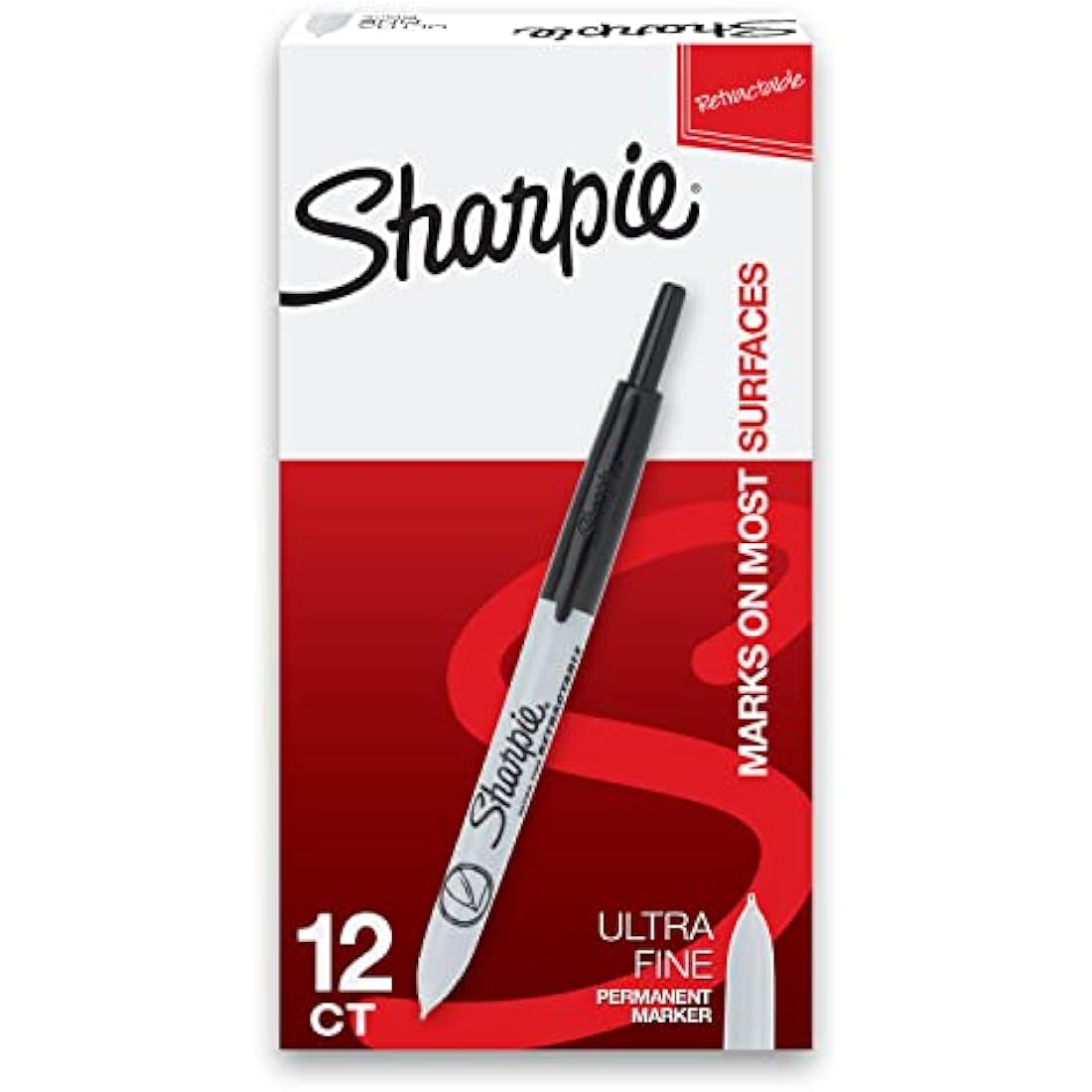 Sharpie Retractable Permanent Markers | Ultra Fine Point, Black, 12-Pack