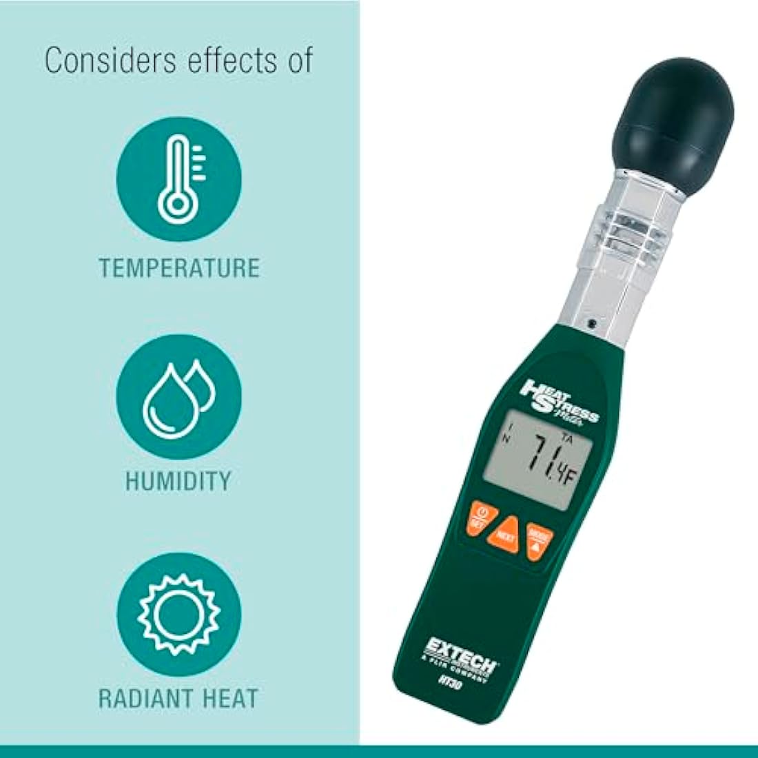 Extech HT30 Heat Stress WBGT Meter | RS-232 Interface & Humidity Sensor