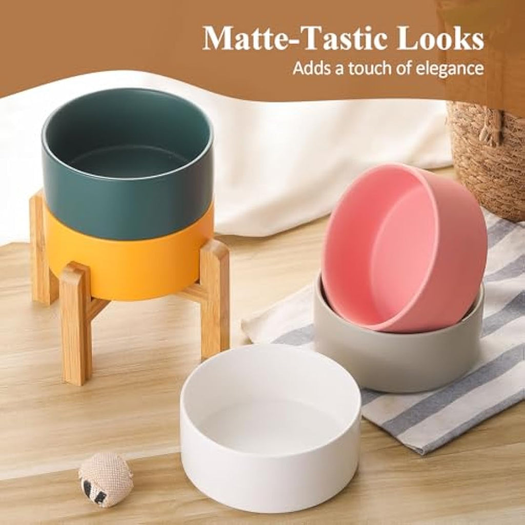 Elevated Ceramic Dog Bowls – Raised Anti-Vomiting Set of 2
