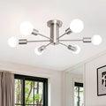 MRHYSWD Sputnik Ceiling Light | 6-Light Brushed Nickel Flush Mount