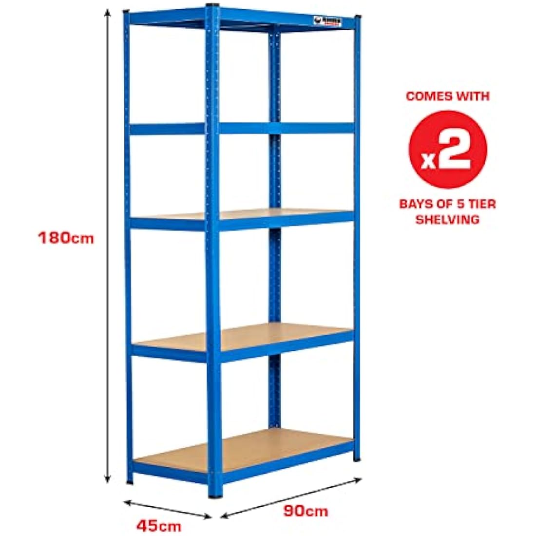 Rhino Racking Heavy-Duty Garage Shelving – 2 Bays, 5 Tier Blue Metal