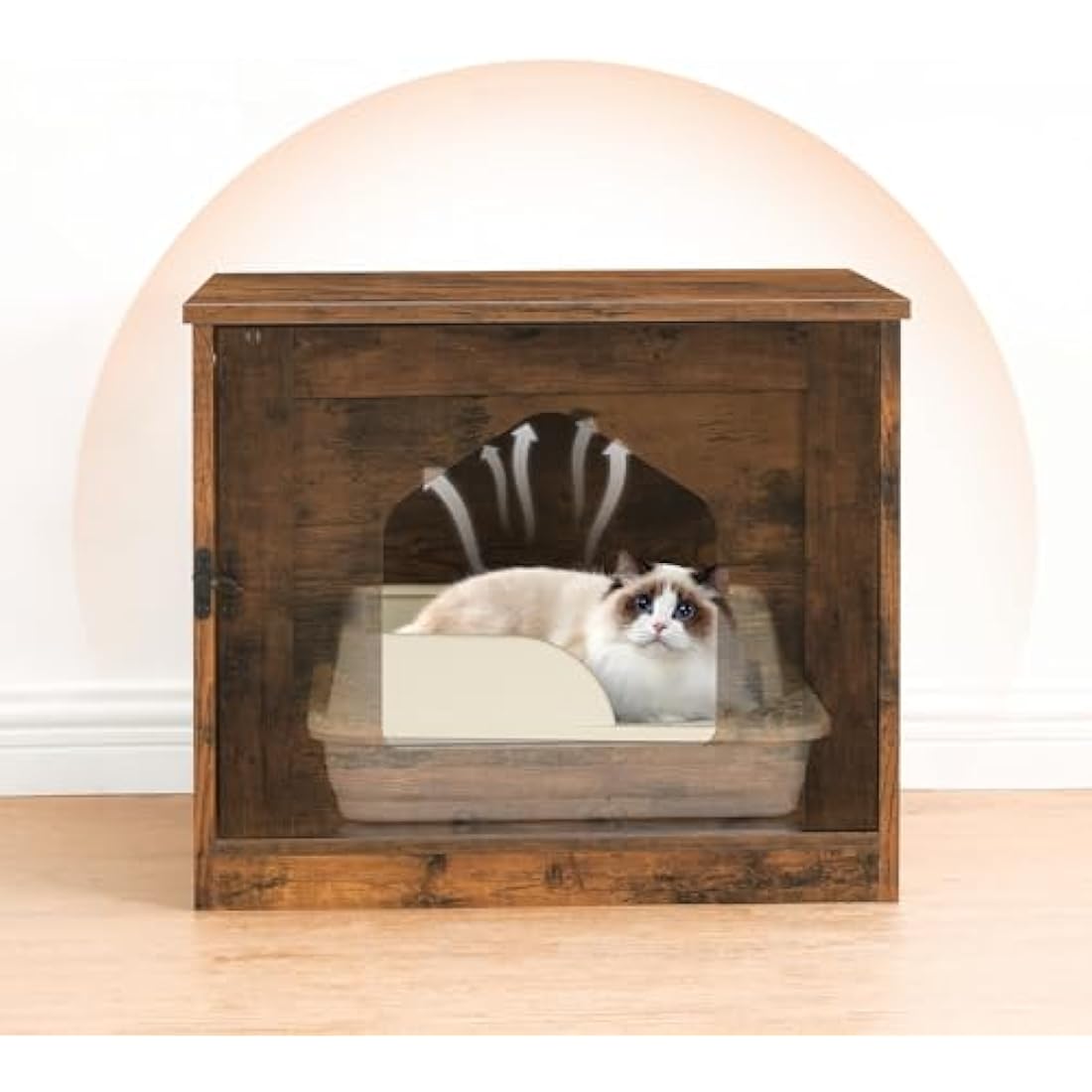 HOOBRO Cat Litter Box Enclosure – Rustic Brown Hidden Litter Box Furniture
