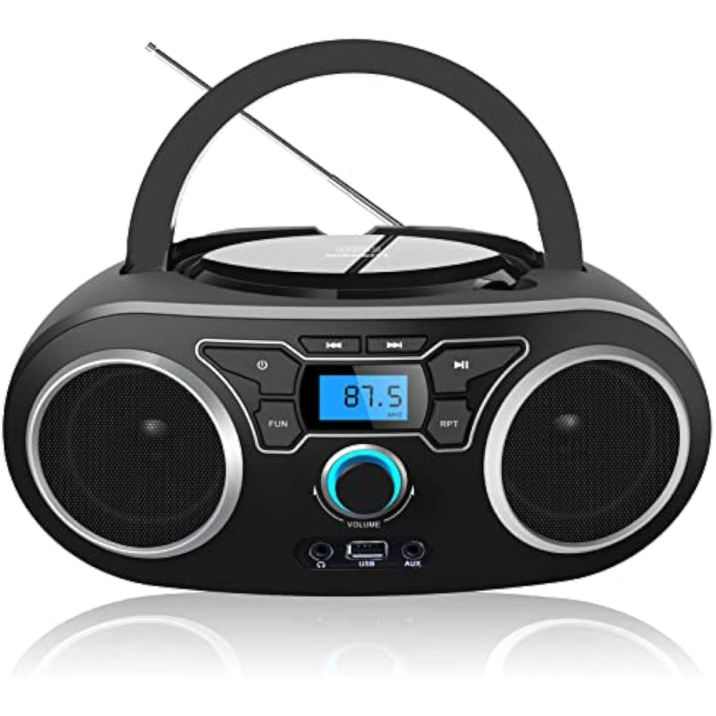 Portable CD Player – Bluetooth Boombox with FM Radio & USB