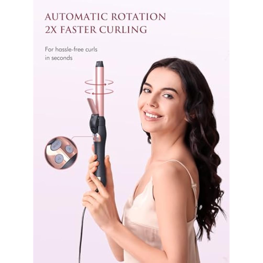 LANDOT Automatic Rotating Curling Iron | 25mm Ceramic Hair Wand