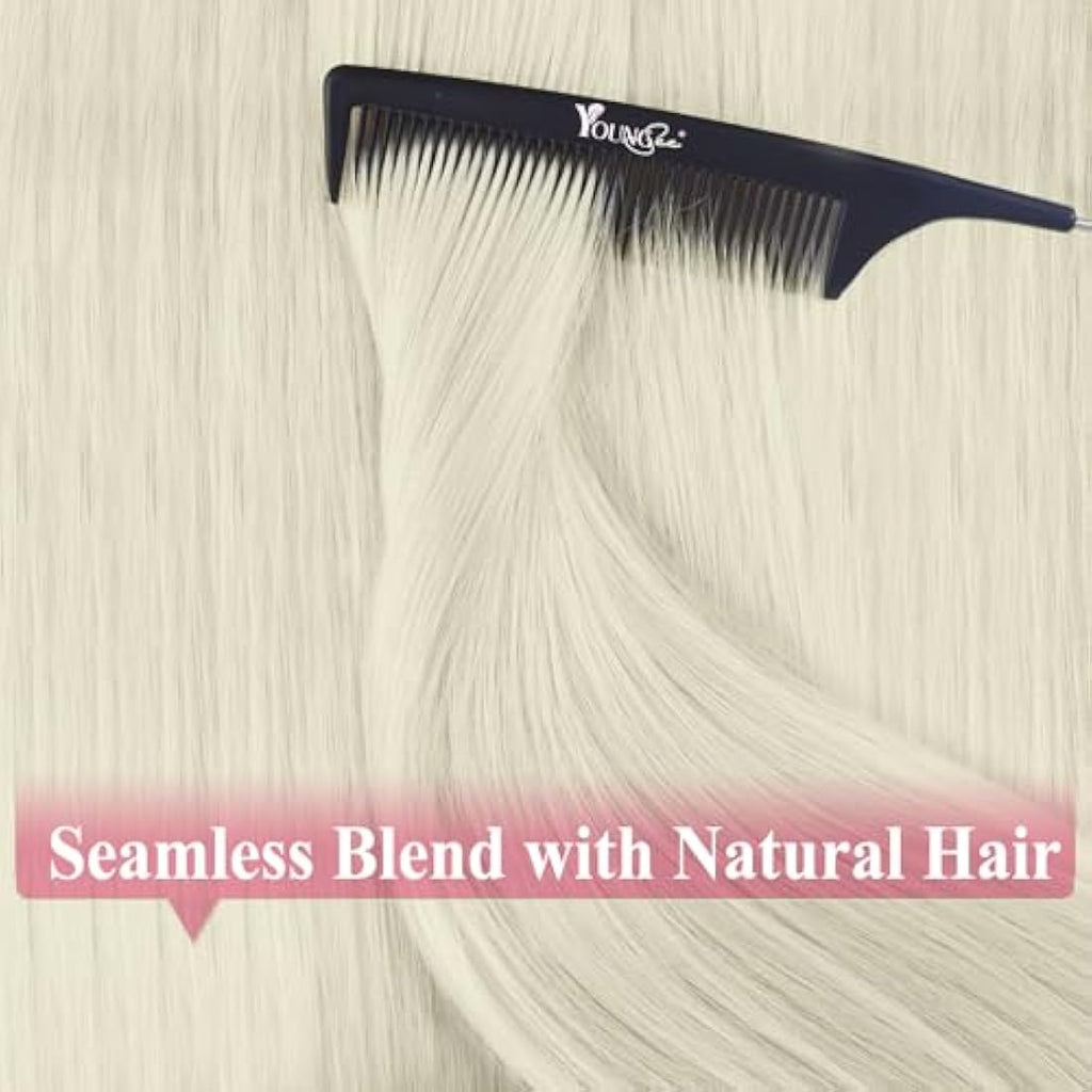 YoungSee Tape in Hair Extensions - Platinum Blonde Remy Human Hair 20in