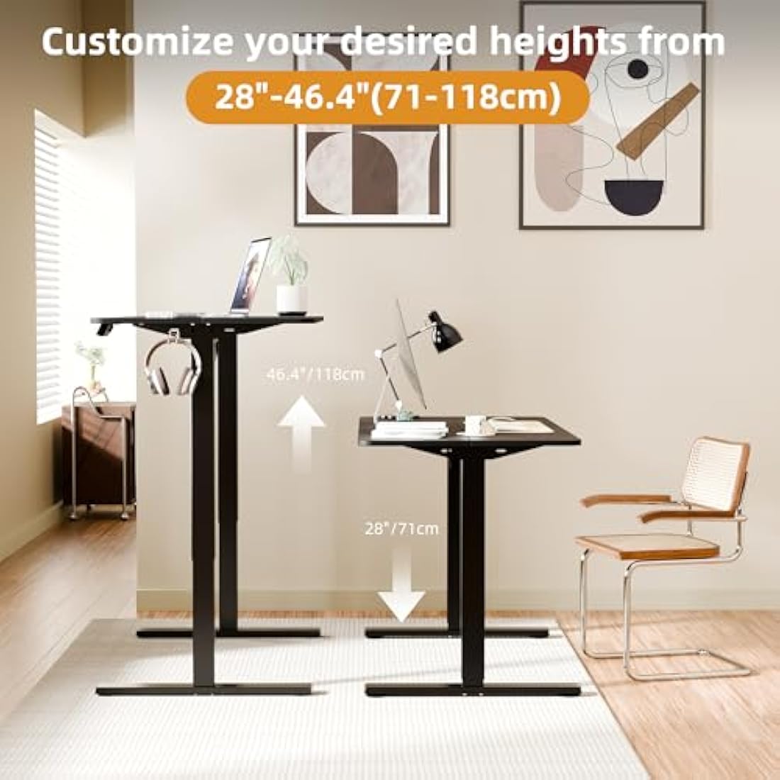 ERGOMAKER Electric Standing Desk - 110x60cm Height Adjustable - Black