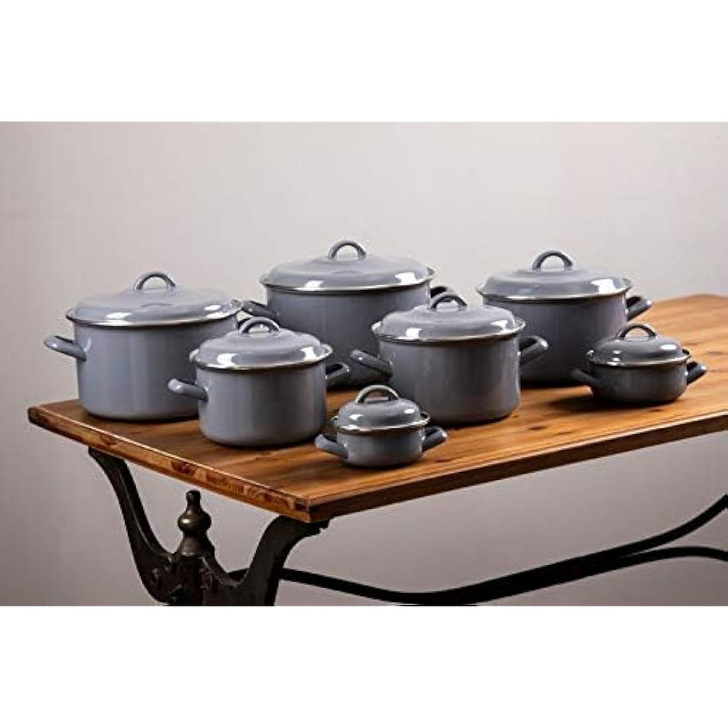 Jolof Store Enamel Casserole Dish with Lid – 2L Grey Cooking Pot
