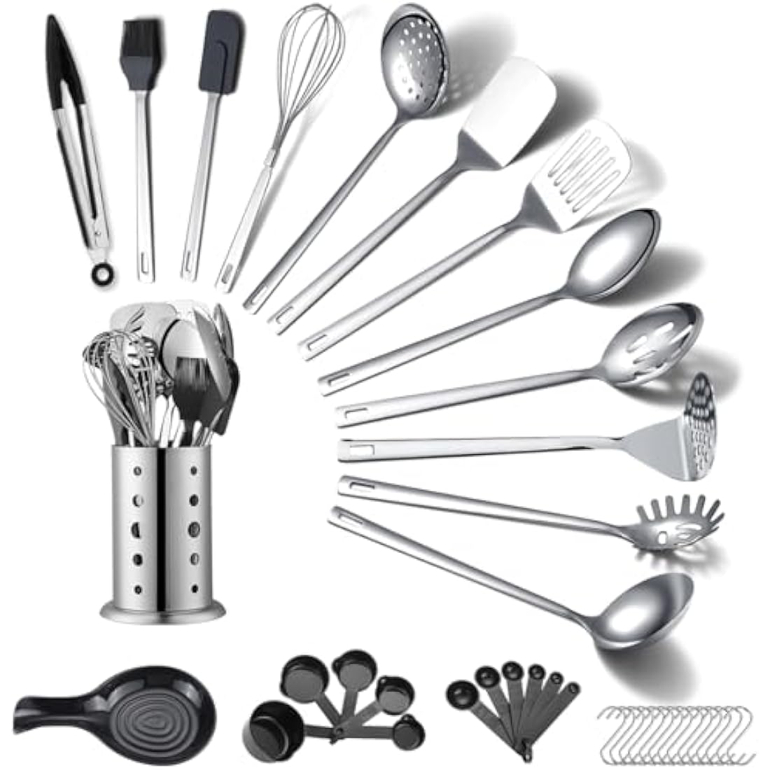 ReaNea 40-Piece Stainless Steel Kitchen Utensils Set with Holder