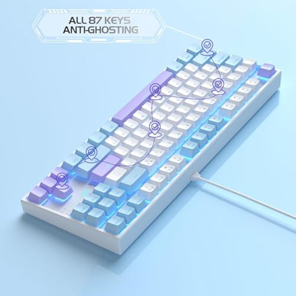 MageGee 75% Mechanical Gaming Keyboard | Red Switch TKL - White/Blue