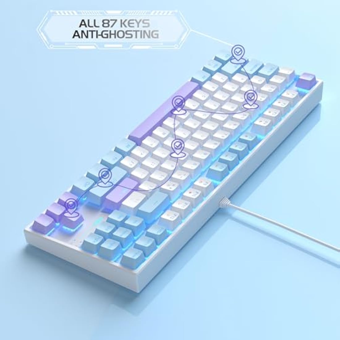 MageGee 75% Mechanical Gaming Keyboard | Red Switch TKL - White/Blue