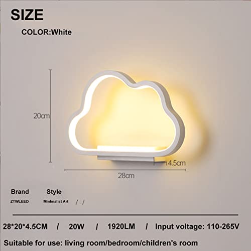 ZTWLEED Cloud LED Wall Light – 20W Dimmable 3-Color Indoor Sconce