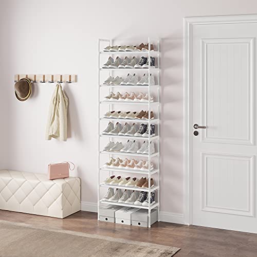 AcornFort 10-Tier Tall Shoe Rack Organiser - 30 Pair White Storage Shelf