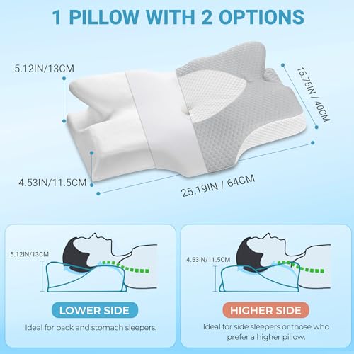 Elviros Cervical Memory Foam Pillow – Orthopedic Neck Support for Pain