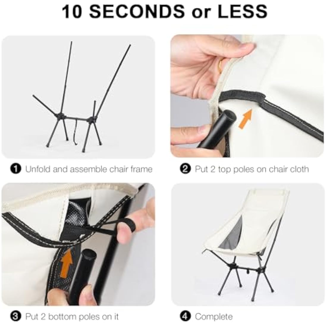 High Back Folding Camping Chair – Lightweight Aluminum, White