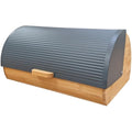 Jolof Store Nordic Bread Box – Bamboo Wood Sliding Lid Bread Bin, Grey