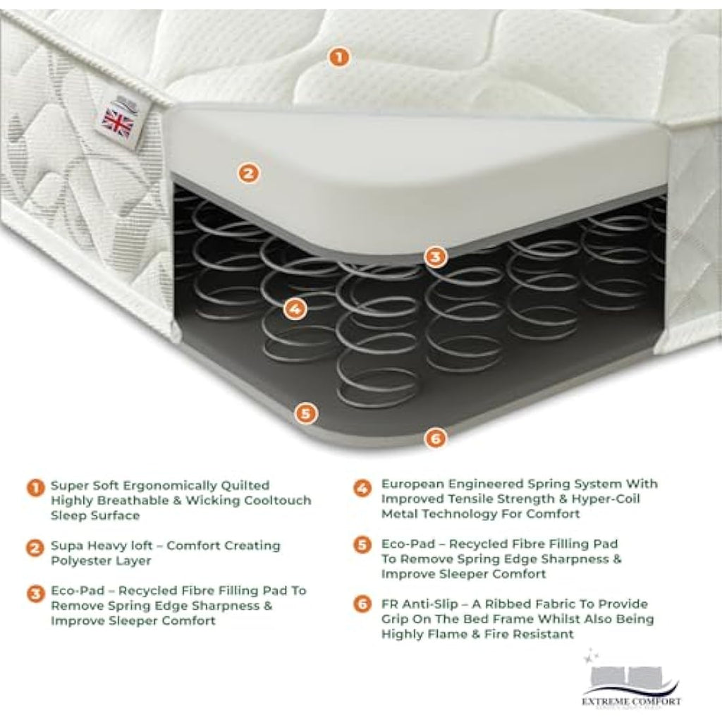 eXtreme Comfort Flame Essentials Small Single Mattress | 2FT6 Foam-Free