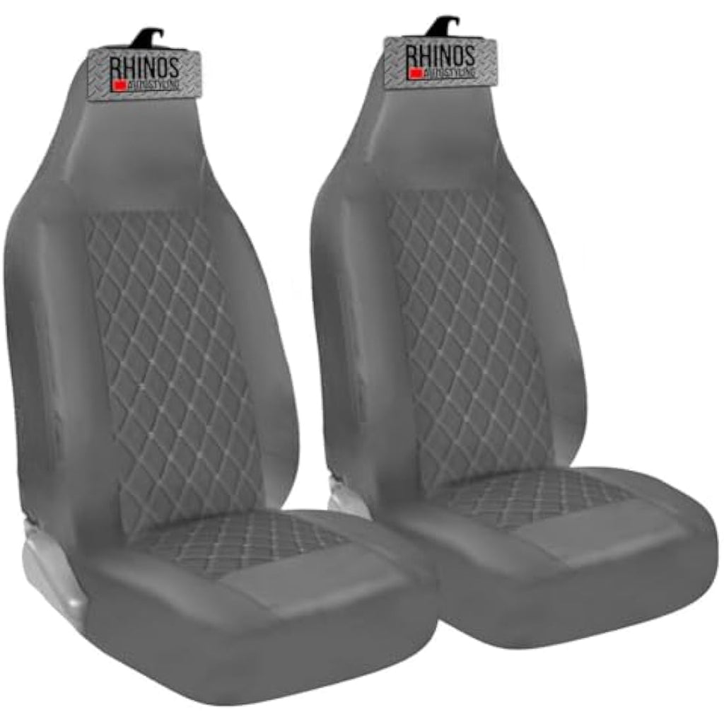 VW Caddy Grey Quilted Leather Car Seat Covers – 2 Fronts