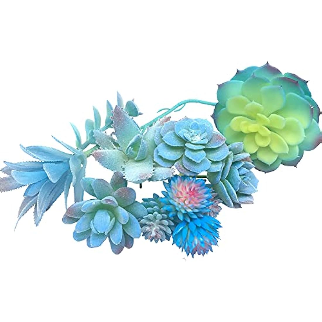 Woohome 20 PCS Artificial Succulent Plants - Flocked Blue Faux Assortment