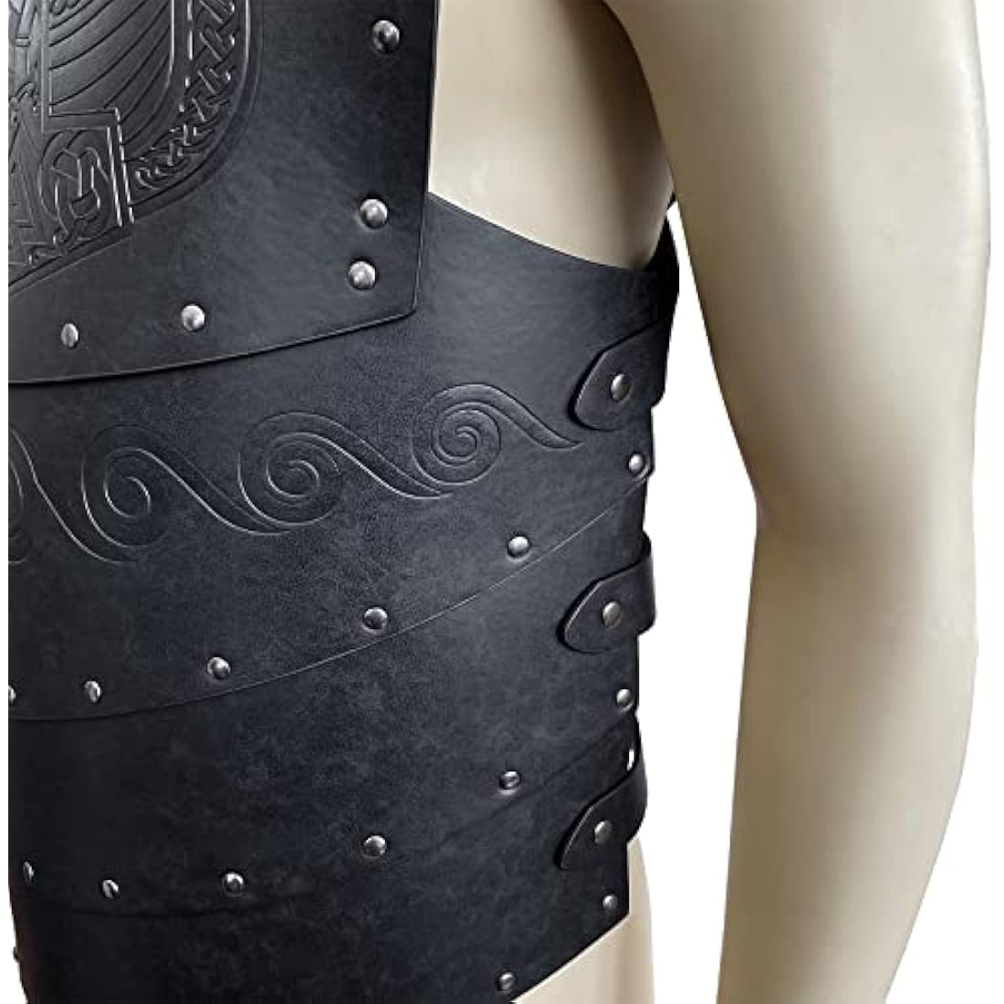 HiiFeuer Viking Chest Armor | Faux Leather Medieval LARP Cosplay - Black