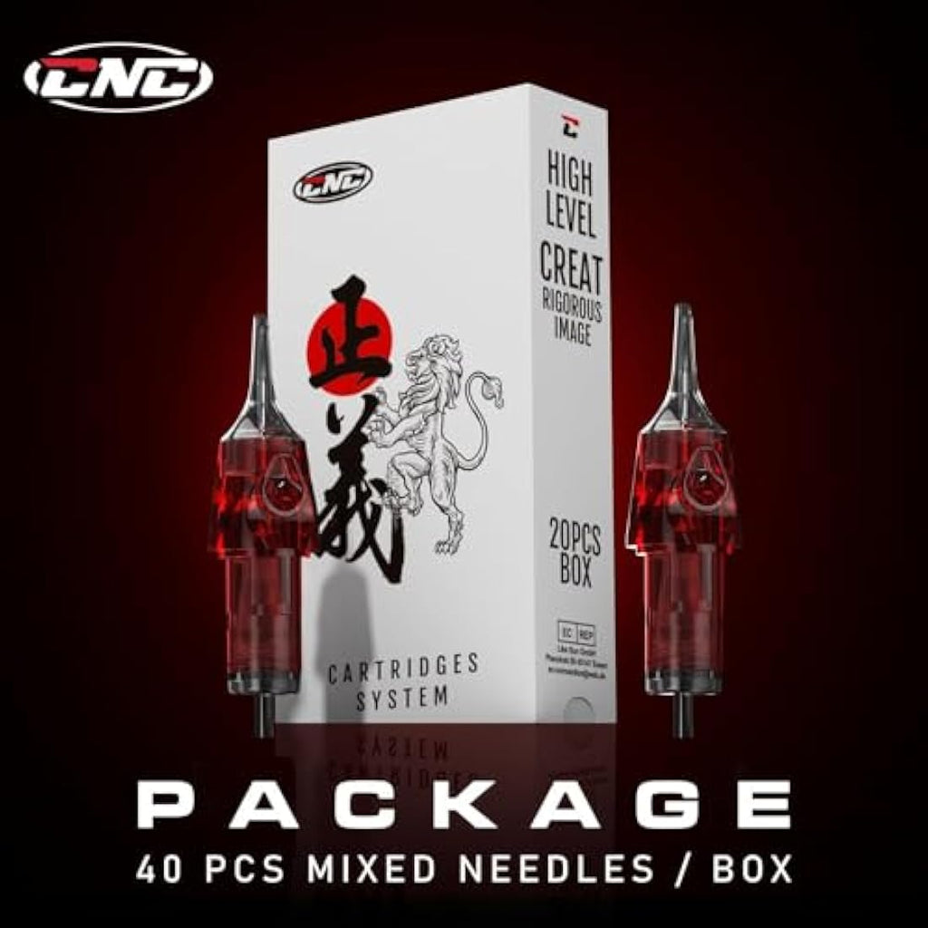 CNC 40Pcs Tattoo Cartridge Needles – Mixed RL & RM Surgical Steel