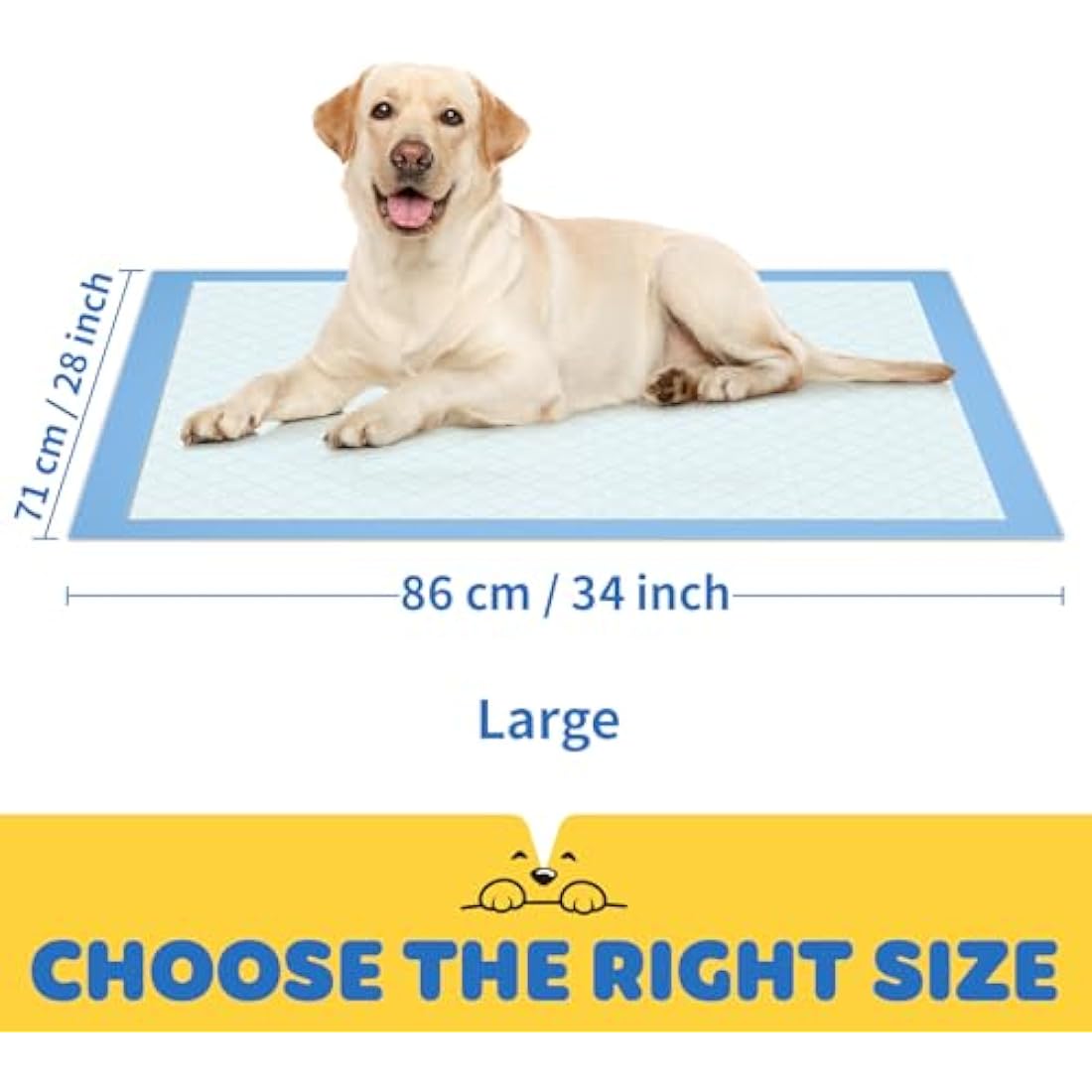 Powools Extra Large Puppy Pads | 100 Pack Leak-Proof Pee Pads (86x70cm)