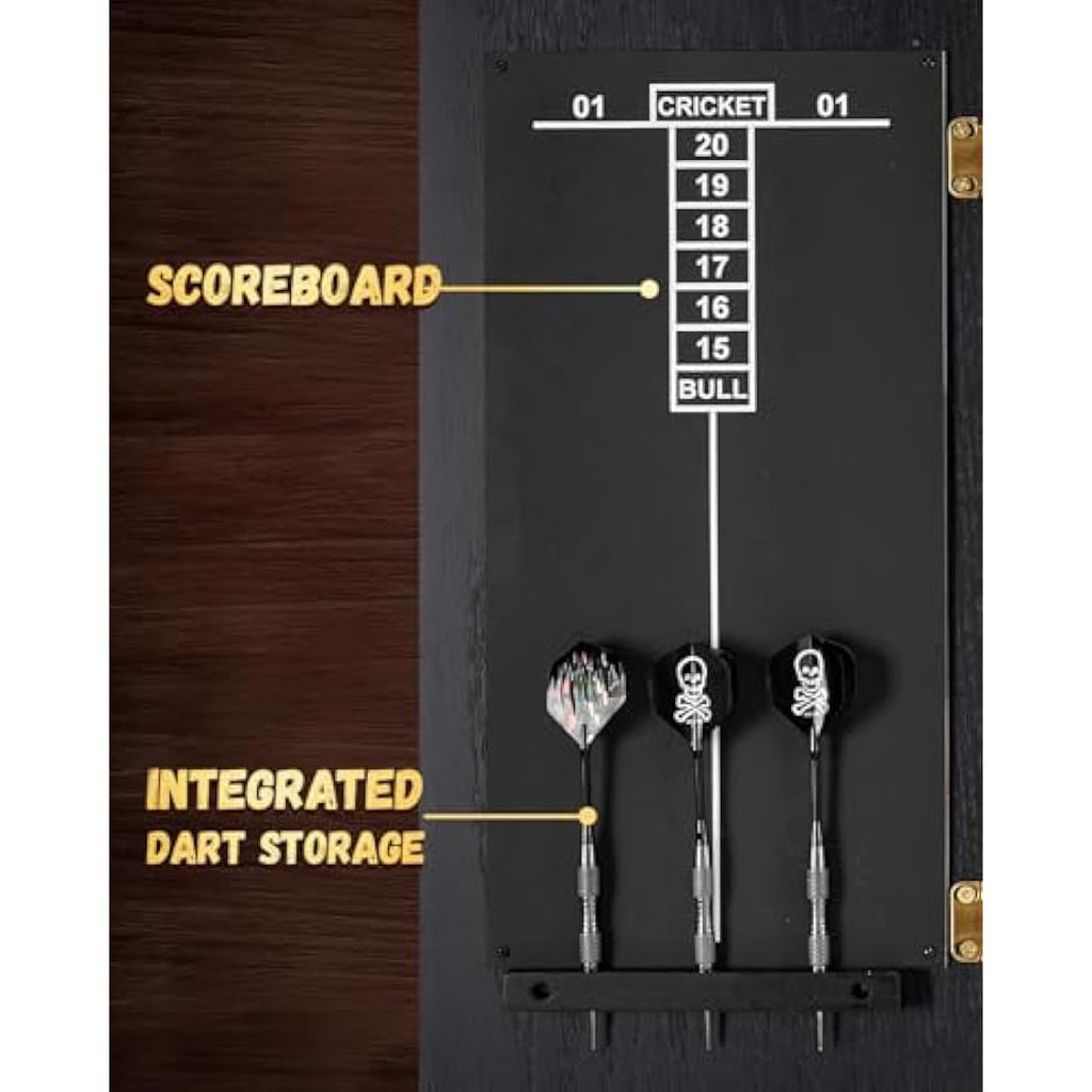 Yirinatek Sisal Dart Board Cabinet Set | Professional Steel Tip Darts