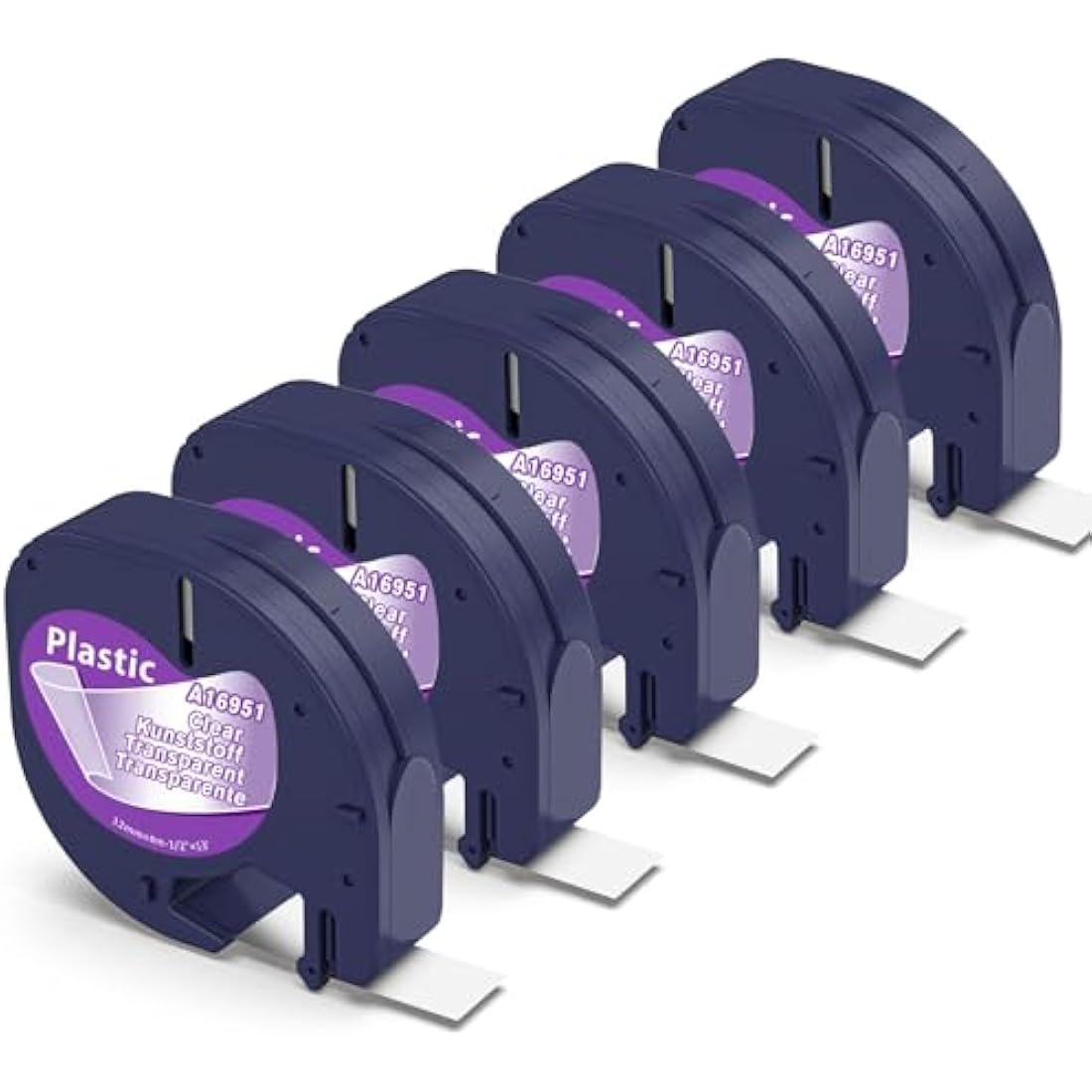 Wonfoucs Compatible Dymo LetraTag Tape 12267 | 12mm Clear Plastic, 5 Pack