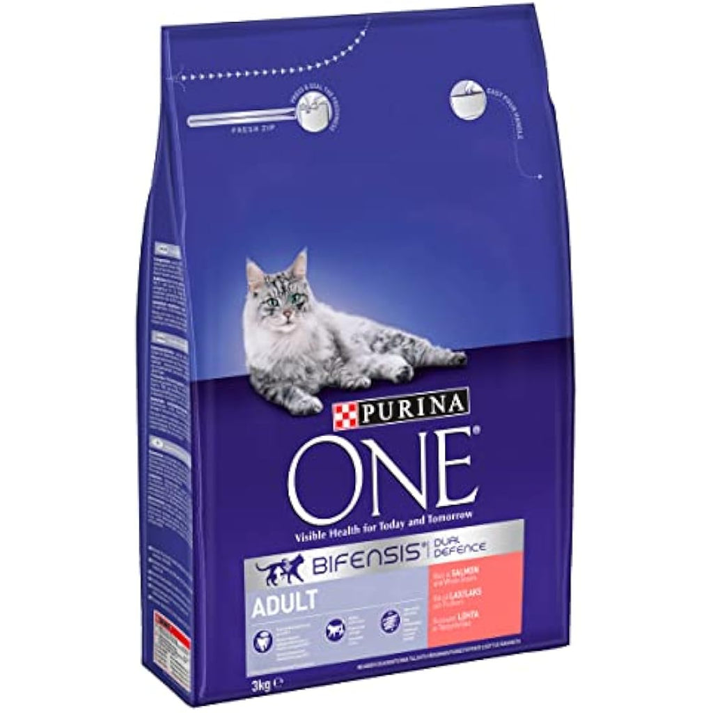 Purina ONE Adult Dry Cat Food – Salmon & Wholegrain Formula (3kg)