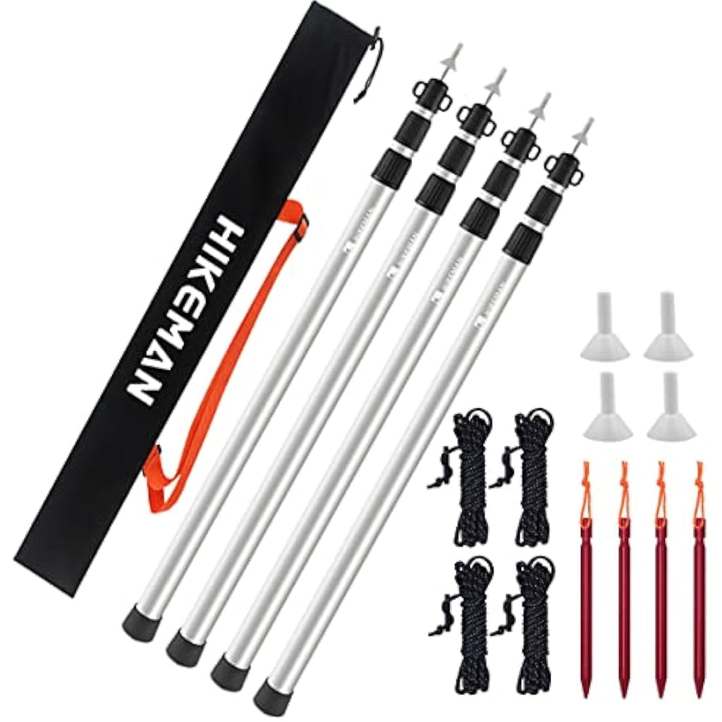 HIKEMAN Adjustable Aluminum Tarp Poles | Telescoping 90-230cm Tent Poles