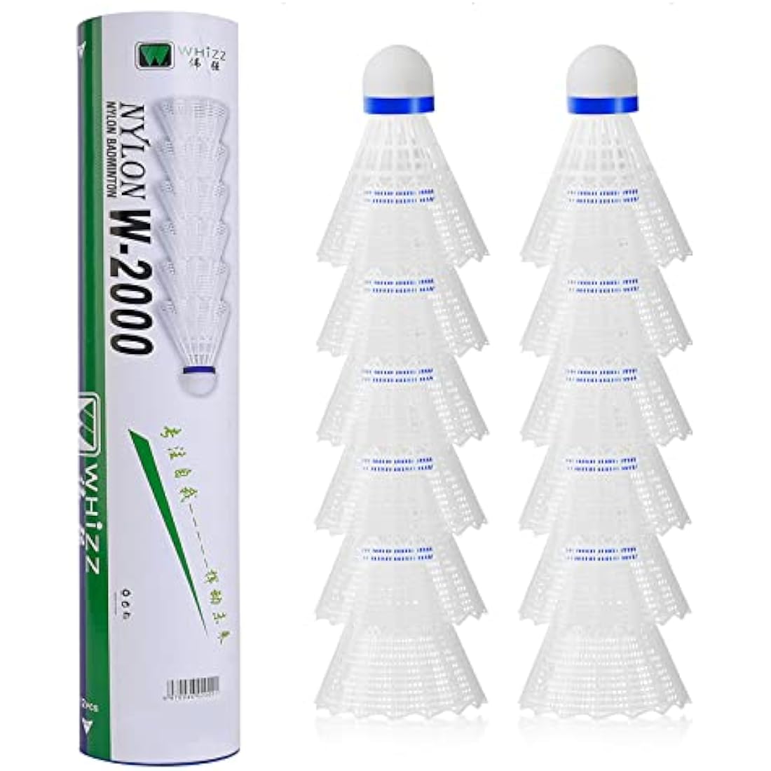BAIHUALIN WHiZZ Durable Nylon Badminton Shuttlecocks - 12 Pack White