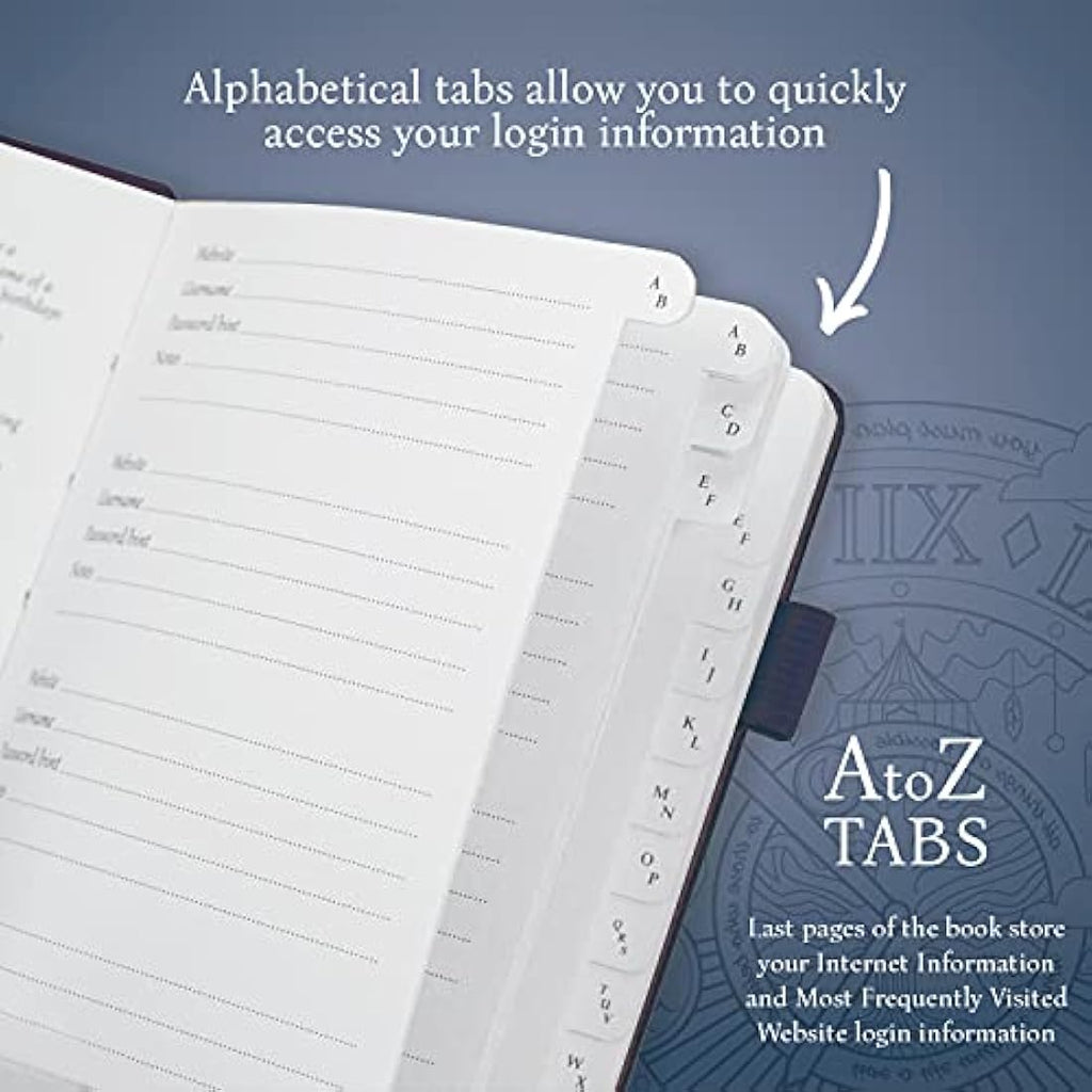 Legend Planner Password Book | Alphabetical Internet Logbook - Mystic Blue