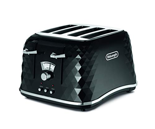 De'Longhi Brilliante 4-Slice Toaster | Black Faceted Design | CTJ4003BK