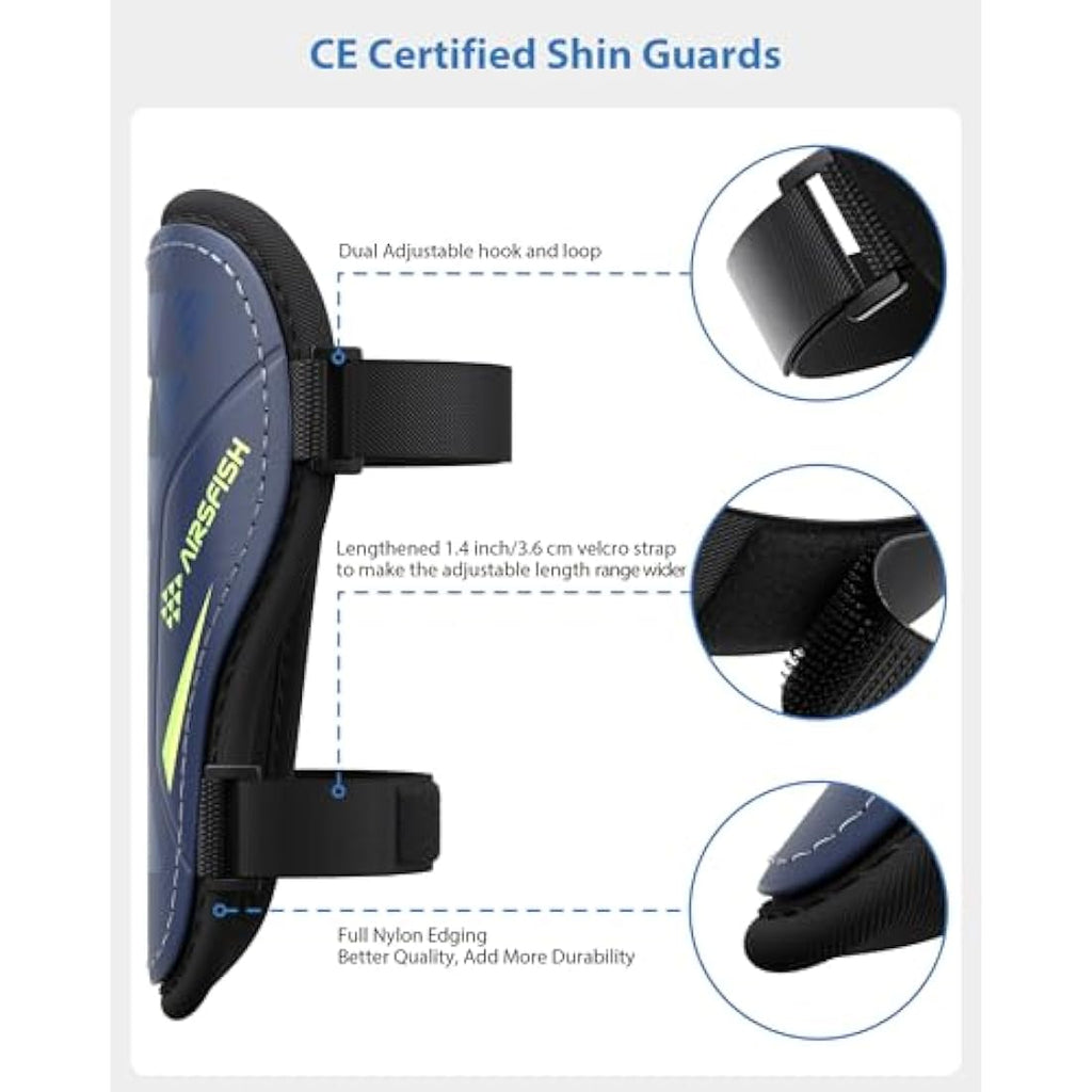 AirsFish Kids Football Shin Guards – CE Certified Soccer Shin Pads