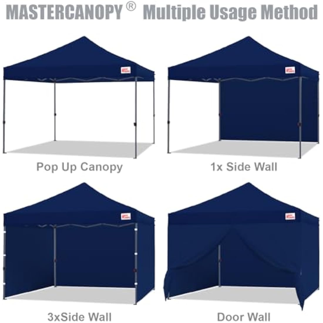 MasterCanopy Heavy Duty Pop-up Gazebo with Sidewalls, 2.5x2.5M Navy Blue
