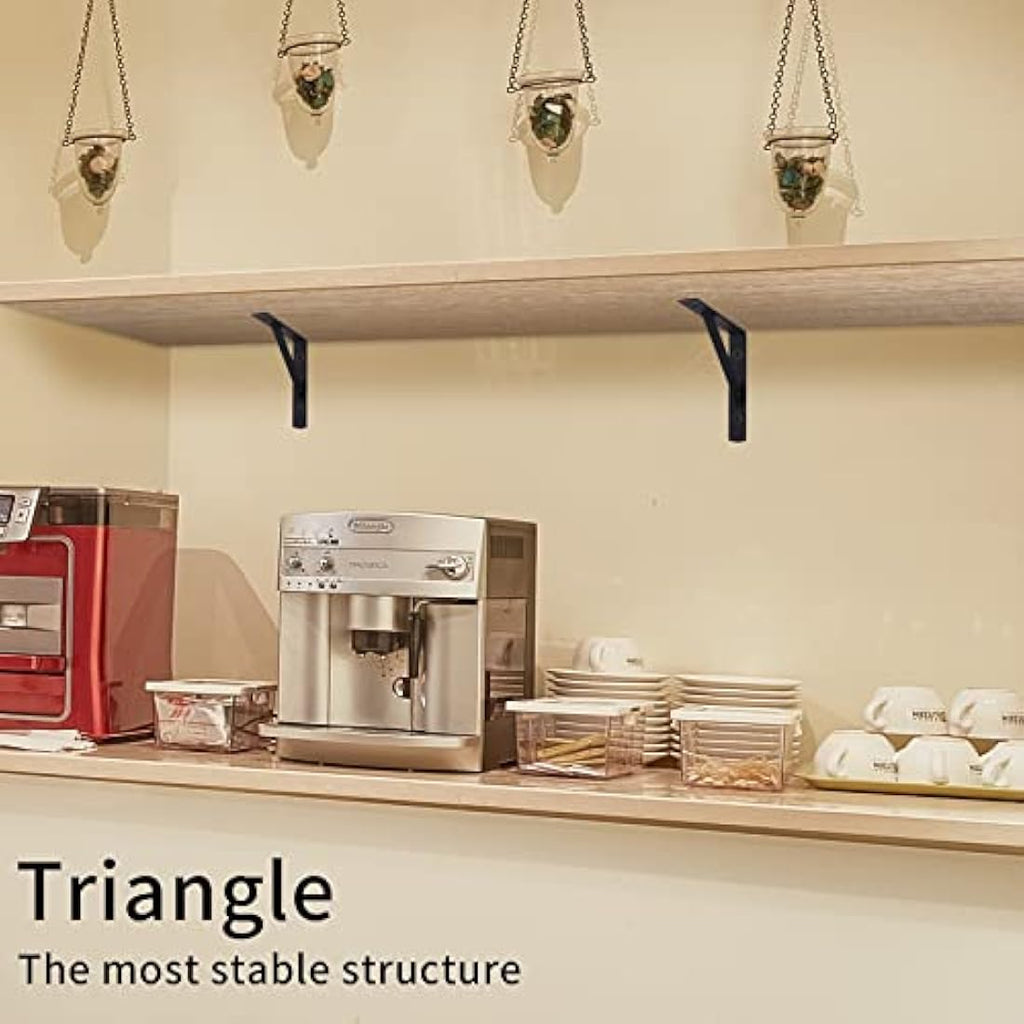 Jolof Store Heavy Duty Iron Shelf Brackets - 8 Pack Triangle Wall Mount