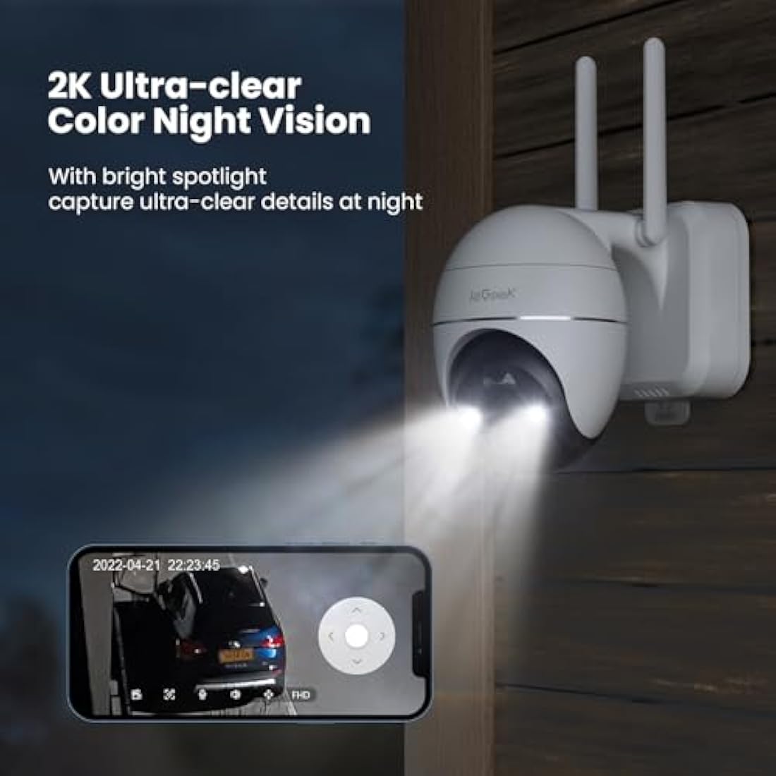 ieGeek 2K Wireless Security Camera Outdoor – 360° PTZ Battery CCTV
