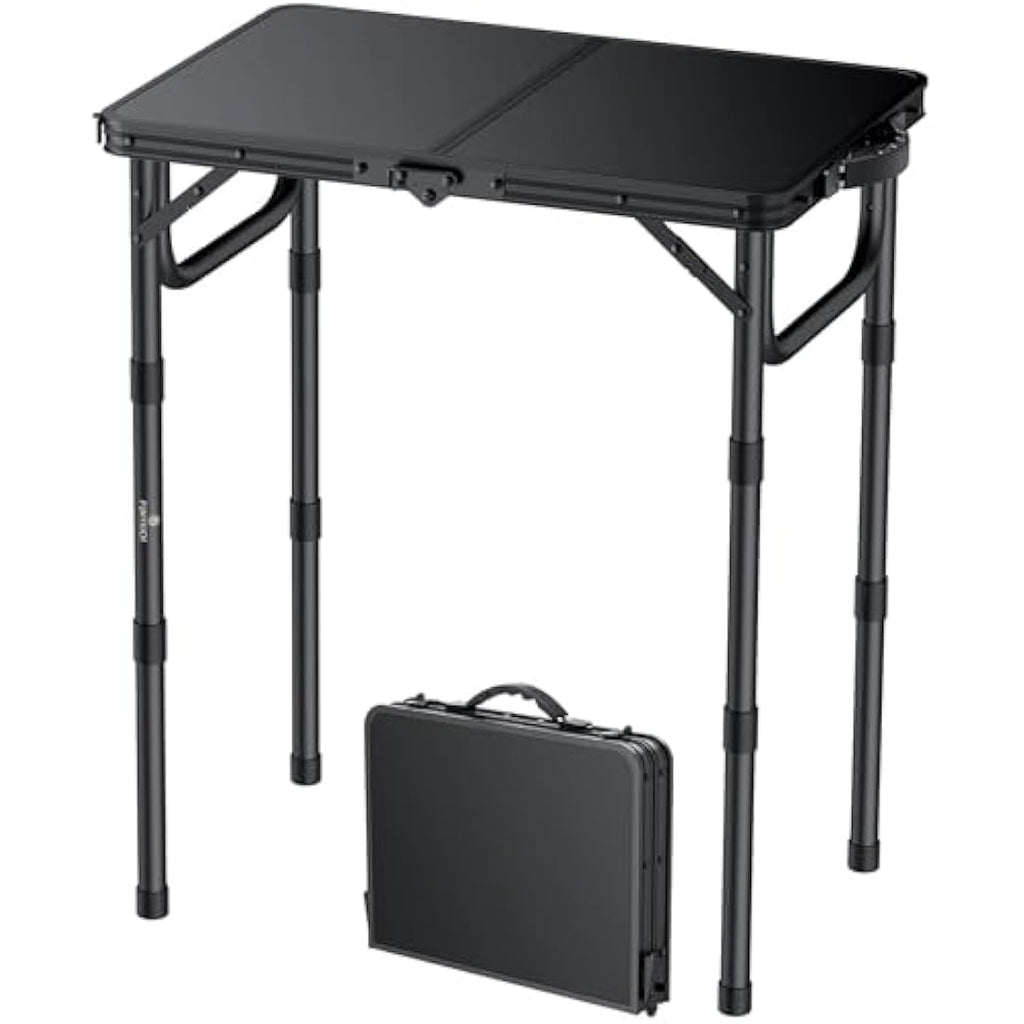 FUNYKICH 2ft Folding Camping Table | 3-Height Adjustable Aluminum - Black