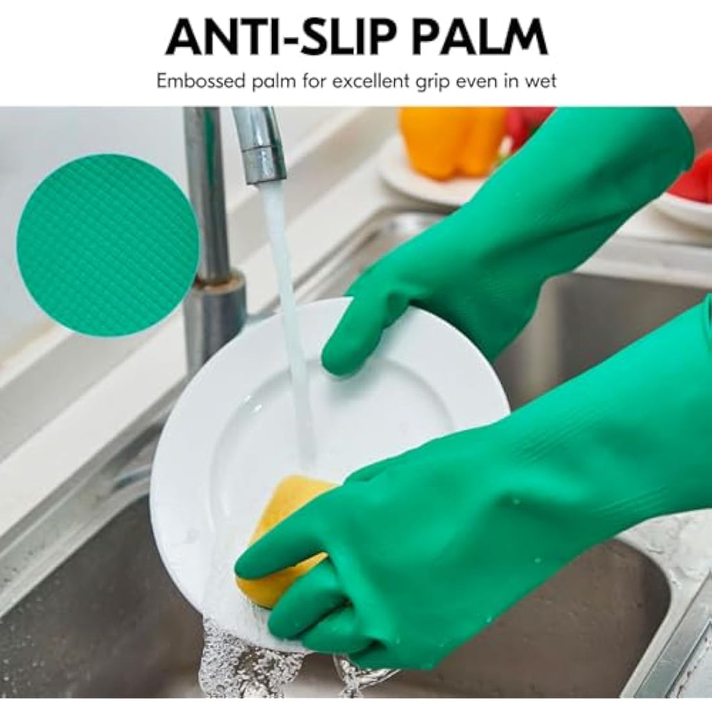 Vgo Reusable Rubber Dishwashing Gloves – Extra Thick Long Sleeve Kitchen