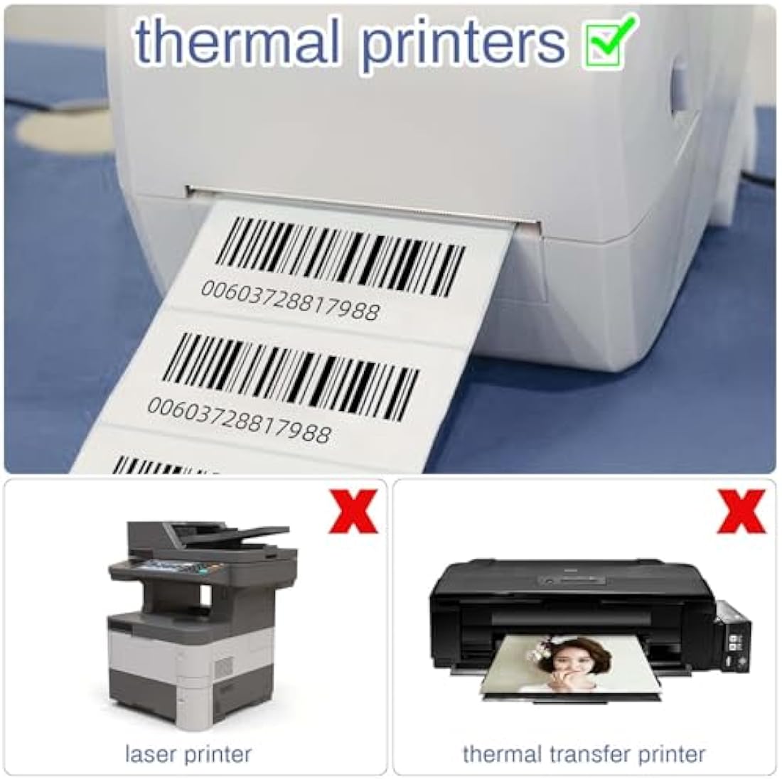 Jolof Store White Thermal Sticky Labels - 1000PCS Blank 60x30mm Roll