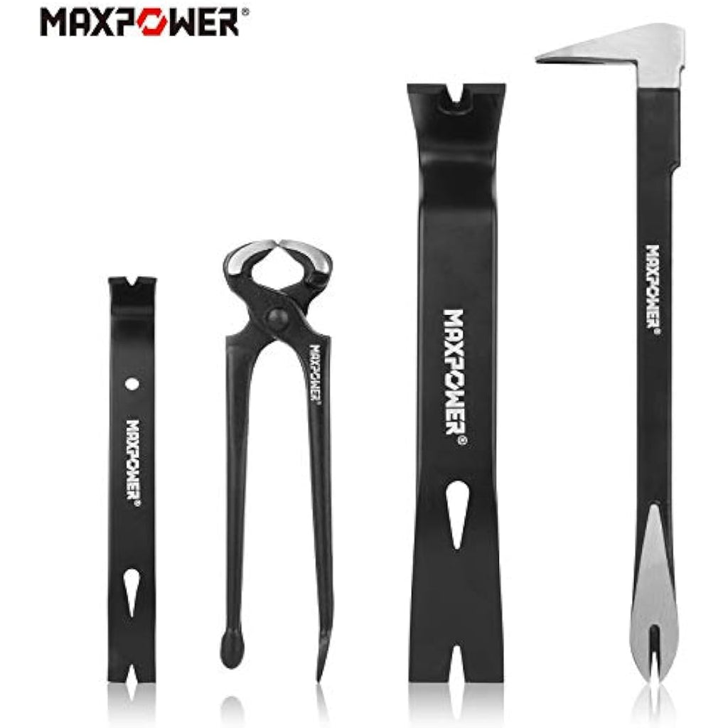 MAXPOWER 4-Piece Pry Bar and Nail Puller Set | Demolition Tool Kit