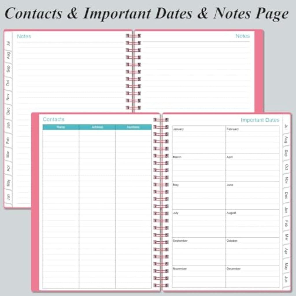 Jolof Store 2024-2025 Hourly Appointment Book - A5 Weekly Planner, Pink