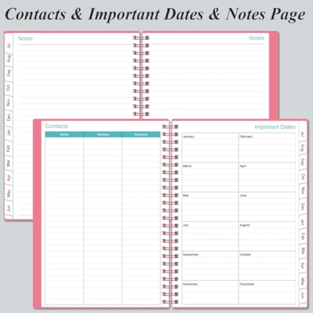 Jolof Store 2024-2025 Hourly Appointment Book - A5 Weekly Planner, Pink