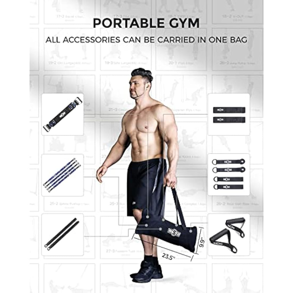 INNSTAR Portable Home Gym Set | Resistance Band Bench Press Kit