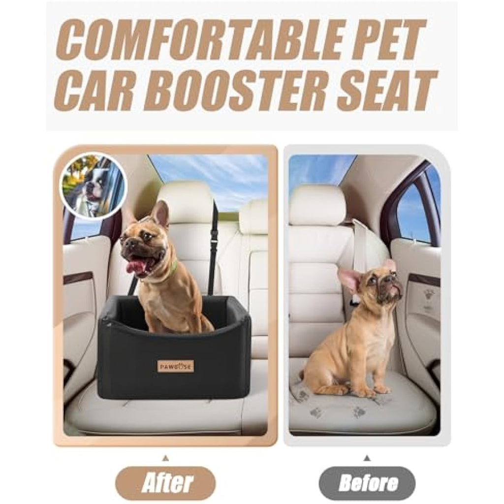 PAWBOSE Dog Car Seat | Waterproof Leather Booster Bed for Dogs up to 35lbs