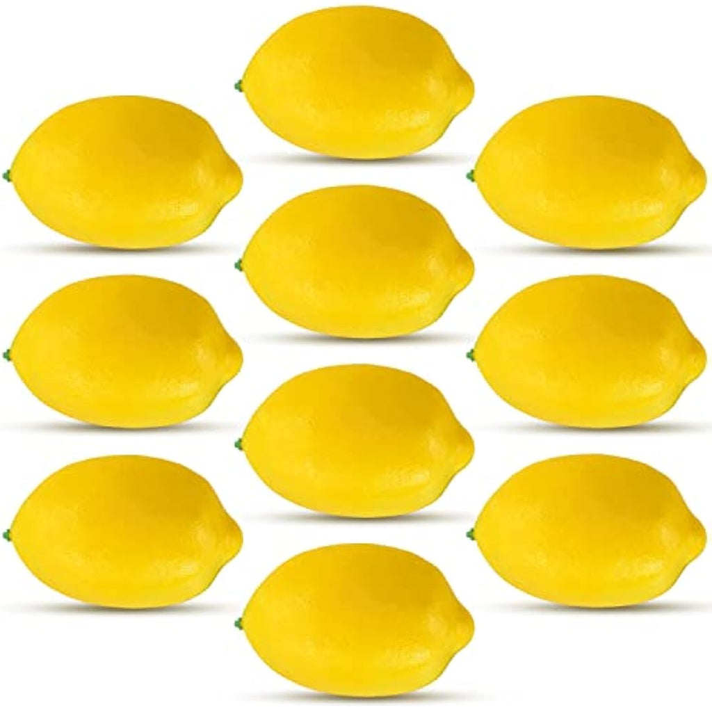 JEDFORE Artificial Lemons - Realistic Fake Fruit for Home Decor, 10 Pack