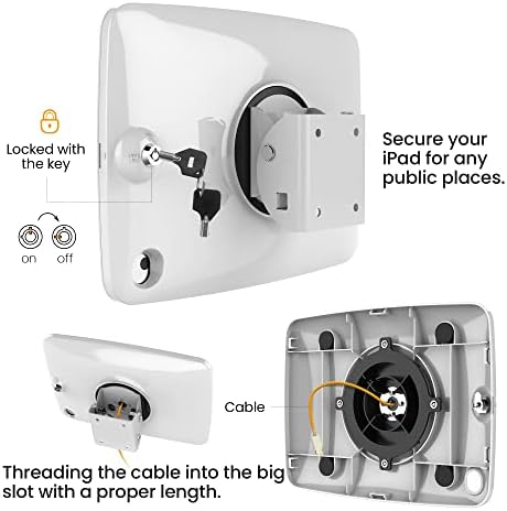 Beelta iPad Wall Mount for 10.2 inch 7/8/9th Gen | Anti-Theft Kiosk, White